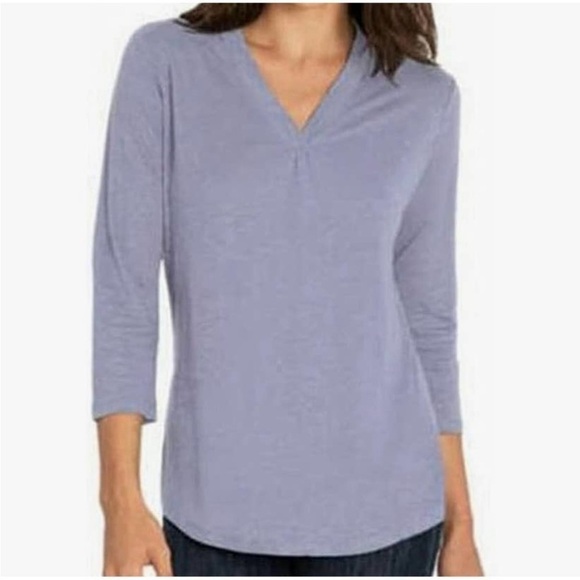 ORVIS Women’s Lilac Linen Blend 3/4 Sleeve V-Neck Relaxed Fit Top - Picture 1 of 5